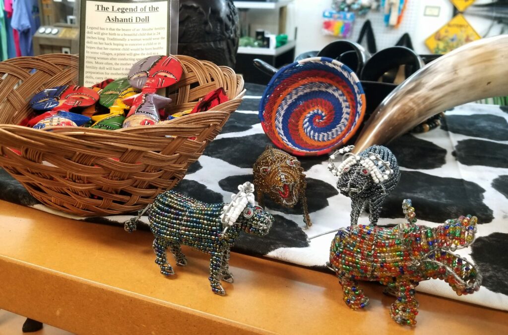 Handcrafted South African wire animals and wooden painted dolls